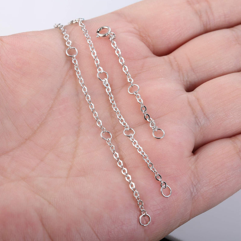 [Australia] - Sllaiss 3 Pcs 925 Sterling Silver Necklace Extender Chain Bracelet Anklet Chain Set for Necklace Adjustable Length 2" 3" 4" White 
