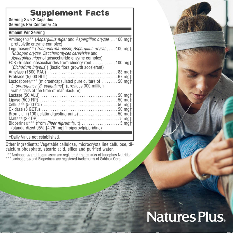 [Australia] - NaturesPlus ActiZyme - Gut Health Supplement, Contains Digestive Enzymes, Probiotics, Aminogen, Bioperine - 90 Vegetarian Capsules (45 Servings) 
