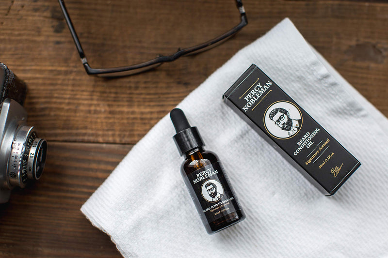 [Australia] - Beard Oil by Percy Nobleman - 99% Naturally Derived Signature Scented Blend. Beard Conditioning Oil With a Special Mixture of Quality Ingredients that Softens and Conditions your Facial Hair. (30ml) 