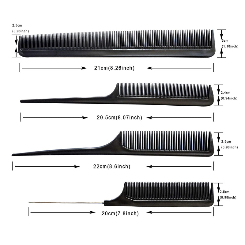 [Australia] - 10PCS Black Hair Comb Set Professional Salon Hairdressing Styling Comb Set Multifunction Anti-Static Barbers Brush Combs Set for Women Men Kids 