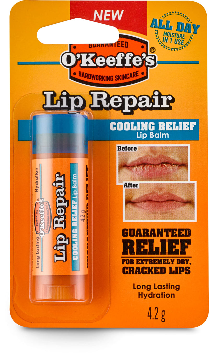 [Australia] - O'Keeffe's Cooling Relief Lip Repair Lip Balm for Dry, Cracked Lips, Stick, Orange (7544201) 1 - Pack 