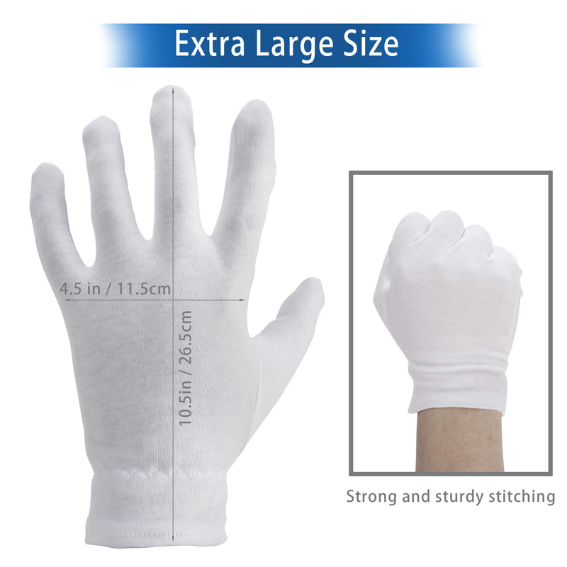 [Australia] - Extra Large, XL Moisturizing Gloves OverNight Bedtime Cotton Cosmetic Inspection Premium Cloth Quality Eczema Dry Sensitive Irritated Skin Spa Therapy Secure Wristband … (4 Pack) 4 Pack 