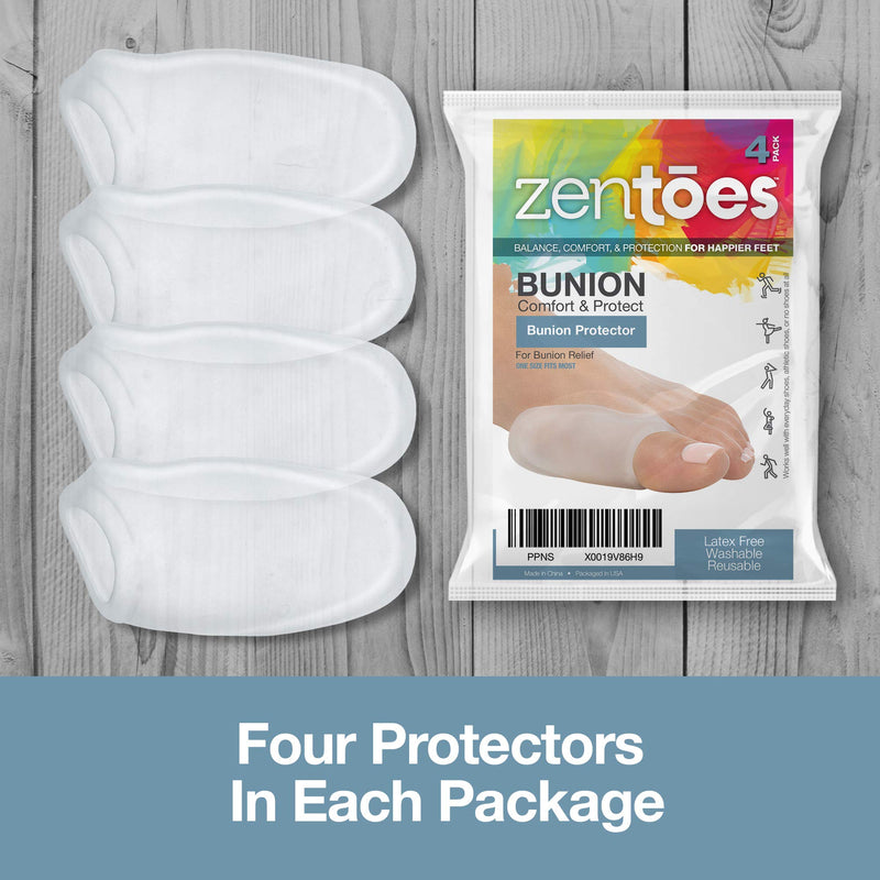 [Australia] - ZenToes Bunion Guards Gel Shields 4 Pack Cushions and Protects 