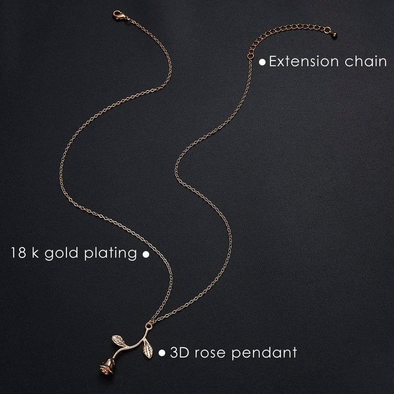 [Australia] - Rose Flower Necklace 18K Gold Plated Silver Rose Jewelry Gift for Women Girl Rose Gold 