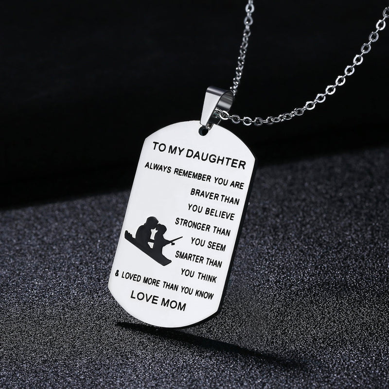 [Australia] - Jureeone Inspirational Gifts Jewelry Matte Stainless Steel Pendant Necklace Letter Tag Birthday Gifts from Dad for Son Mens Boys Family – Always Remember You Are Braver Stronger Smarter Than You Think Mom for Daughter - Always Remember 
