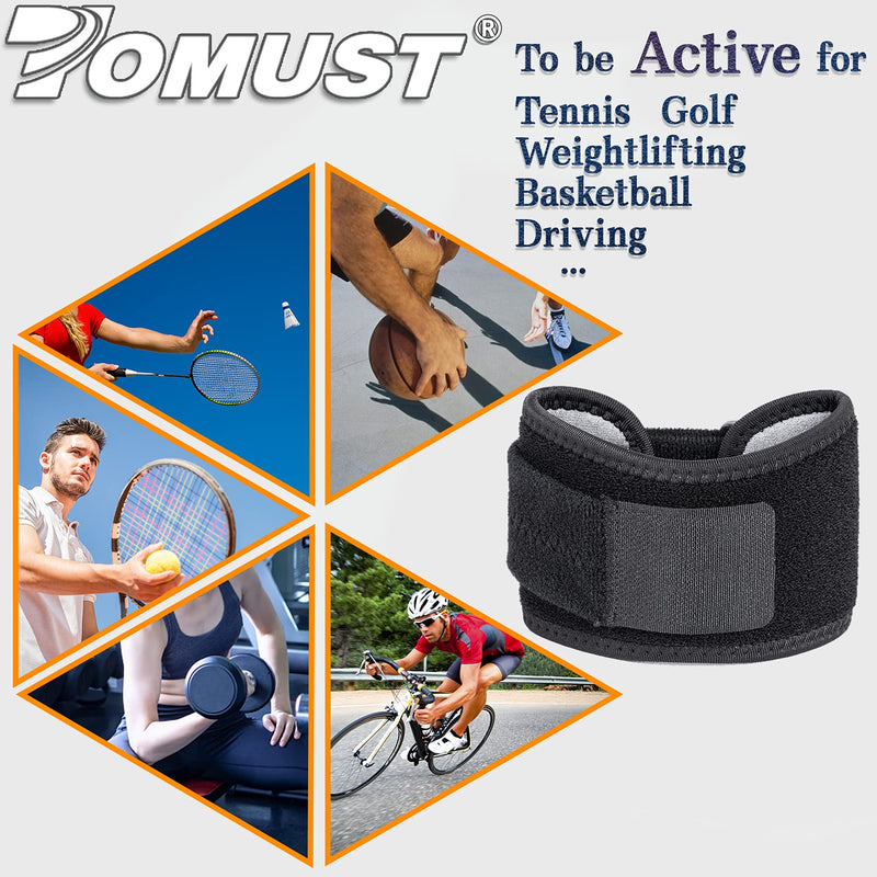 [Australia] - TOMUST Tennis Elbow Brace - Adjustable Forearm Support Band with Gel Compression Pad, Elbow Strap for Bursitis, Golfers, Tendinitis, Effective Pain Relief, Sports - Both Men, Women (Single) S/M 