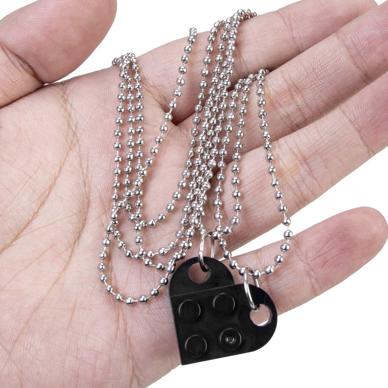 [Australia] - GEAREDC Brick Heart Necklace Set, Matching Necklaces for Couples, BFF Necklace for 2, Daughter Gifts from Mom - TIK Tok Necklaces Black 