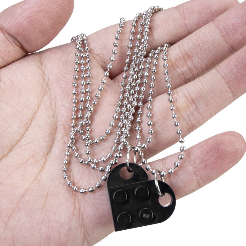 [Australia] - GEAREDC Brick Necklace for Couples, BFF Heart Friendship Necklace Set, Matching Necklaces for Mom and Daughter, Cute Love Heart Brick Birthday B.black 