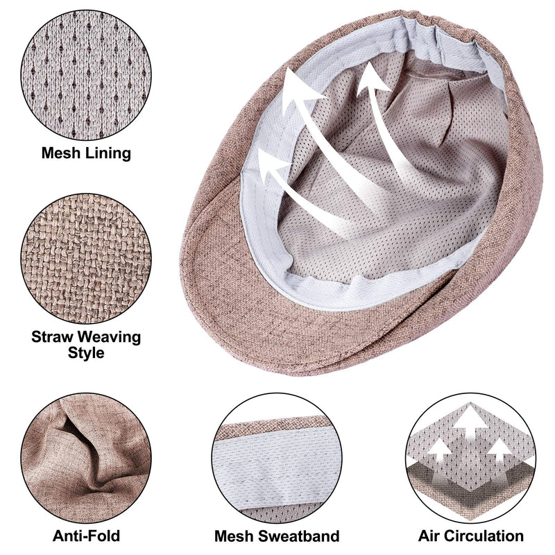 [Australia] - Breathable Newsboy Hat for Men Mens Flat Cap Summer Scally Paperboy Irish Drivers Gatsby Cabbie Ivy Beret 2# Dark Green 7 1/4-7 3/8 