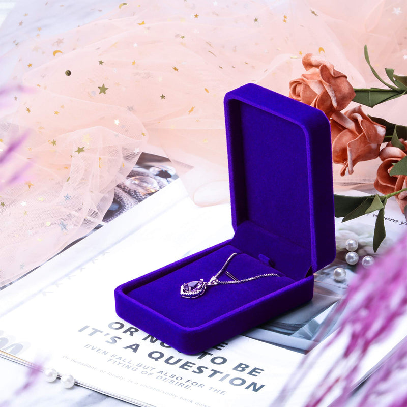 [Australia] - Velvet Pendant Necklace Boxes Jewelry Case Royal Blue Gift Box for Birthday Wedding Mother's Day Graduation Gifts (4 Pieces) 4 