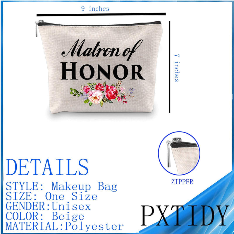 [Australia] - PXTIDY Wedding Makeup Bag Matron of Honor Gift Matron of Honor Cosmetic Bag Makeup Pouch Wedding Proposal Gift for Bridesmaid (beige) beige 