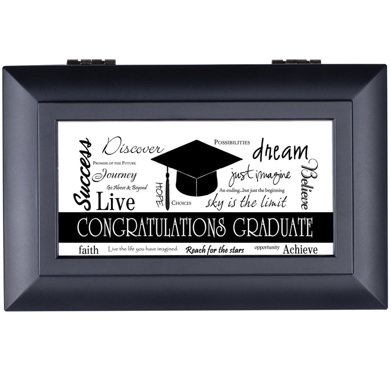 [Australia] - Congratulations Graduate Petite Black Graduation Musical Jewelry Box Plays Pomp and Circumstance 