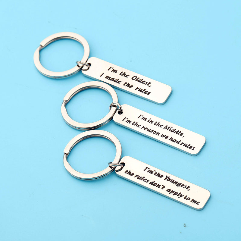 [Australia] - AKTAP Brother Keychain Sibling Jewelry Gift for Brother or Sister Family Jewelry Sister Gifts the oldest the middle the youngest 