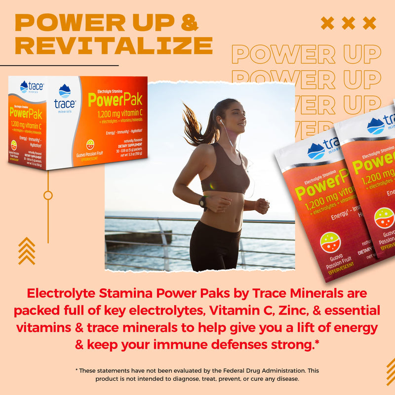 [Australia] - Trace Minerals – Power Pak (Guava Passion Fruit) | Electrolyte Powder Packets with Vitamin C & Zinc | Powerful Hydration, Immune & Energy Support with Essential Vitamins & Minerals (30 Packets)… (1) 1 