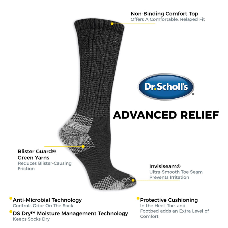 [Australia] - Dr. Scholl's Women's Advanced Relief Socks - 2 & 3 Pair Packs Crew 4-10 White 