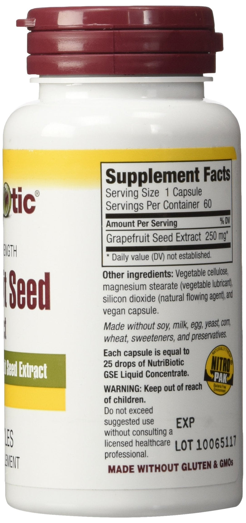 [Australia] - NutriBiotic – Grapefruit Seed Extract Capsules 250mg, 60 Count | Maximum Strength with Bioflavonoids | Potent Immune & Overall Health Support | Easy to Swallow | Vegan, Gluten Free, Non-GMO 