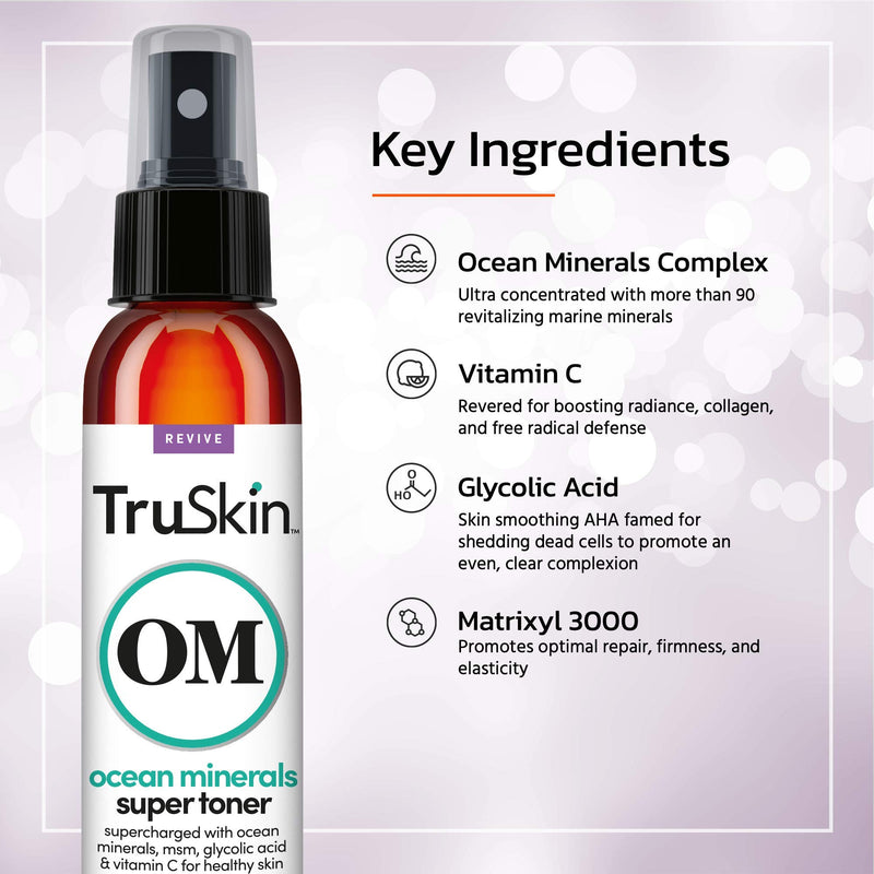 [Australia] - TruSkin Daily Facial Super Toner for All Skin Types, with Glycolic Acid, Vitamin C, Ocean Minerals and Organic Anti Aging Ingredients 