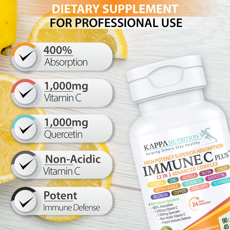 [Australia] - (90 Capsules), Quercetin 1,000mg, Vitamin C 1,000mg, Zinc 50mg, Vitamin D3 5,000iu, Selenium, Copper, Acerola, Ginger, Rutin, Bitter Orange, Rose Hips, Echinacea, Immune C Plus, 12 in 1 Immune Support 90 Count (Pack of 1) 