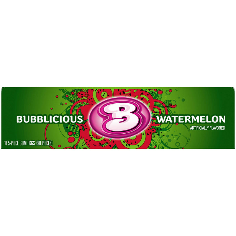 [Australia] - Bubblicious Watermelon Gum, 18 Packs of 5 Pieces (90 Total Pieces) 