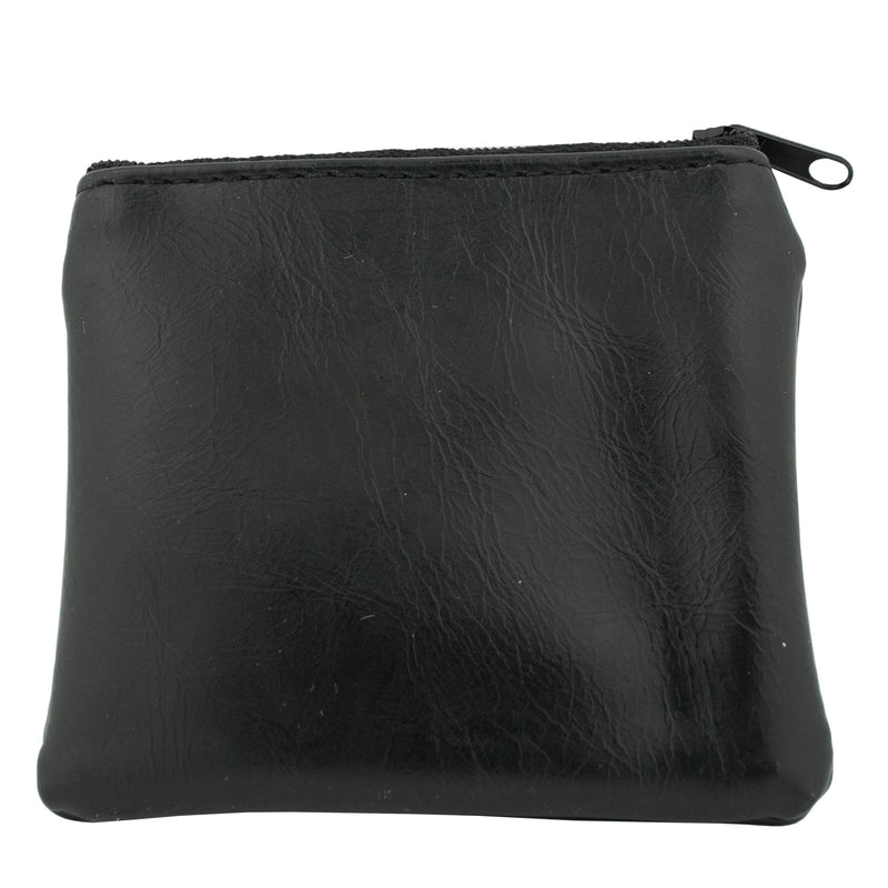 [Australia] - Genuine Black Leather Pouch | Embossed with Fleur De Lis Cross | Zipper Closure | Perfect for Roseries and Chaplet Beads | Great First Communion or Confirmation Gift 