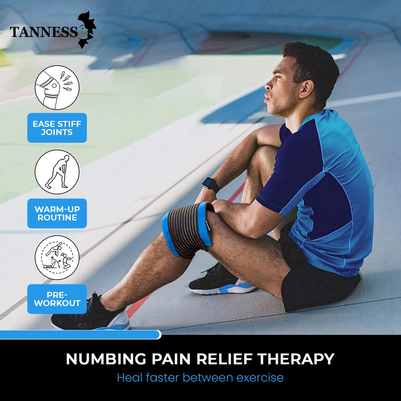 [Australia] - Tanness Reusable Gel Ice Pack for Sports Injury | Hot and Cold Compress Wrap with Adjustable Fleece Pouch | Flexible First Aid Pad for Knee, Ankle, Back Pain Relief Faster Recovery (Single) 