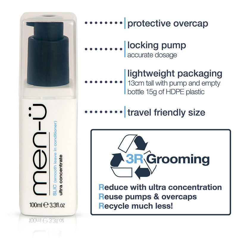 [Australia] - men-u SLIC (Smooth Leave In Conditioner), Ultra-Concentrate mens hair serum w/ up to 100 applications, Hair care with instant conditioning - Vegan hair conditioner 100 millilitres 100 ml (Pack of 1) 