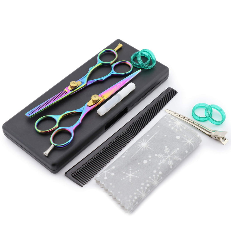 [Australia] - Haryali London Multi Professional 6 Inch Hairdressing Barber Scissors Set Thinning Texturing Hairdresser Hair Cutting Shears with Comb, Oil Bottle, Cloth and Hair Clipper Comes in Black Box 