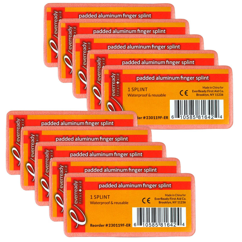 [Australia] - Ever Ready First Aid Padded Aluminum Finger Splints 4" x 2" - 10 Pack 