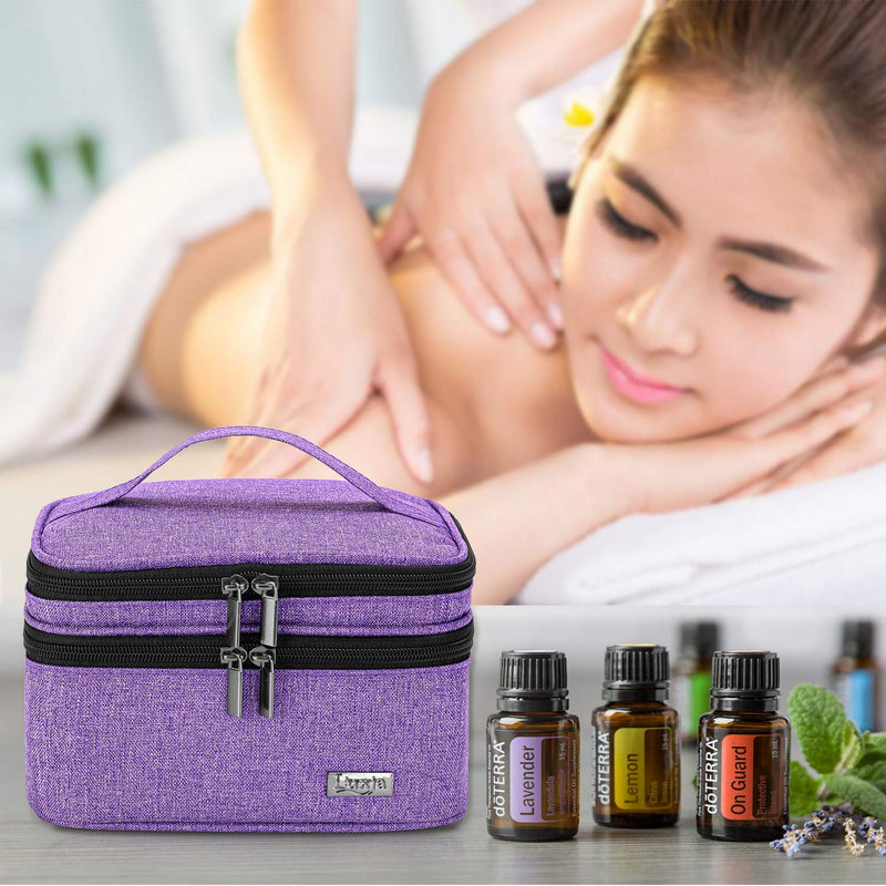 [Australia] - Luxja Essential Oil Carrying Case - Holds 30 Bottles (5ml-30ml, Also Fits for Roller Bottles), Double-Layer Organizer for Essential Oil and Accessories, Purple (Bag Only) Double-layer Bag: Fits for 30 bottles 