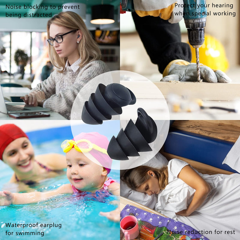[Australia] - Frylaa EarPlugs for Sleeping Noise Callcelling,Ear Plugs for Sleep Sounds Blocking,Reusable Hearing Protection Silicon Earplugs for Work Snoring Swimming Concert Musician Construction Shooting-Black Black 