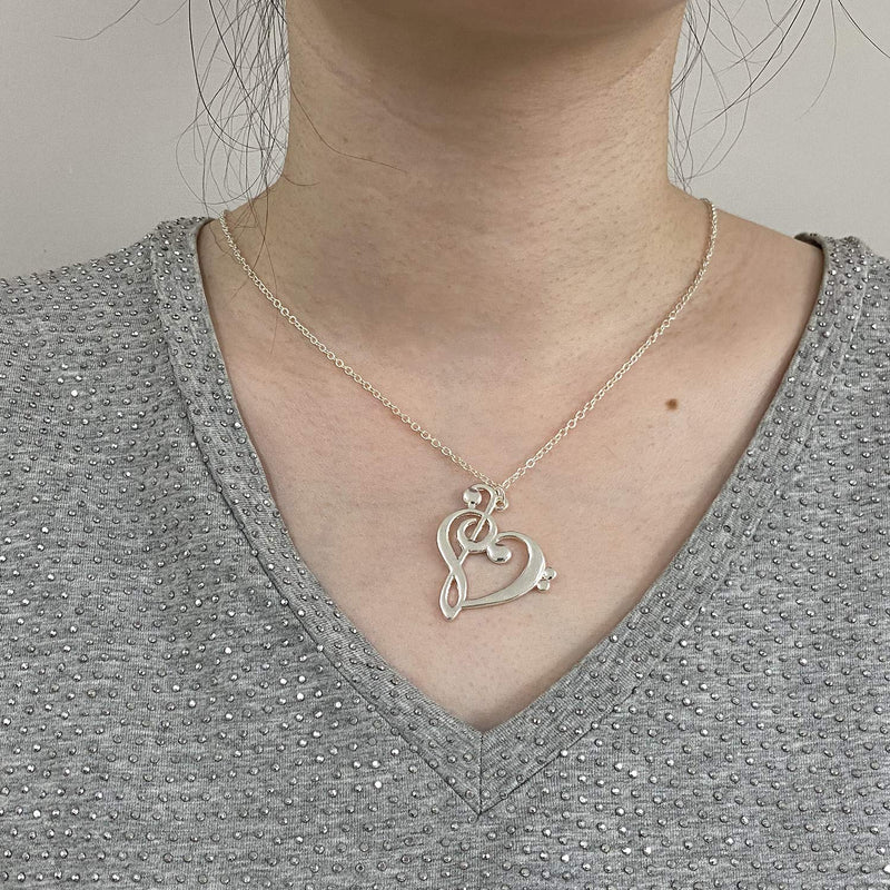 [Australia] - Your Always Charm Heart Music Necklace,Gifts for Music Teacher ,Musician ,Music Lover silver 