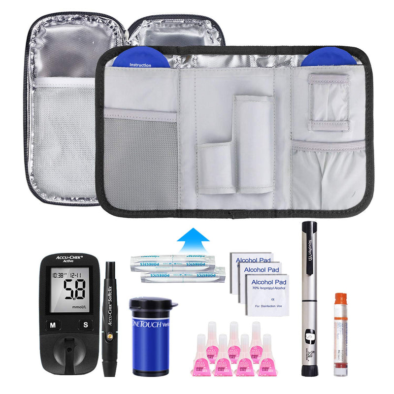 [Australia] - YOUSHARES Insulin Travel Case - Insulated Medication Cooler Travel Bag for Diabetic Insulin Pen and Vials Storage with 2 Cooling Ice Packs (Black) B_black 