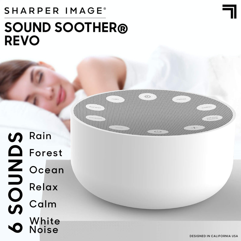 [Australia] - SHARPER IMAGE Sleep Therapy White Noise Machine, Soothing Nature Sounds for Baby Kid Adult, Portable Relaxation Wellness Meditation and Naps, Peaceful Rest Sleep Aid, Father's Day Gift Revo White 
