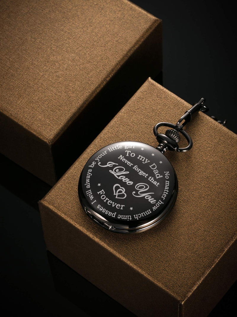 [Australia] - Dad from Daughter to Father Engraved Pocket Watch - No Matter How Much Time Passes, I Will Always Be Your Little Girl (Black) Black 