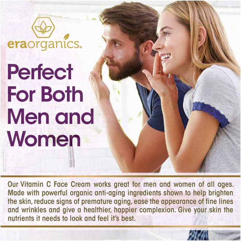 [Australia] - Era Organics Vitamin C Face Cream - Super Revitalizing Hyaluronic Acid Vitamin C Moisturizer For Face & Neck, Face Brightening Cream With Kakadu Plum, Jojoba Oil, Vitamin E For Wrinkles, Fine Lines 