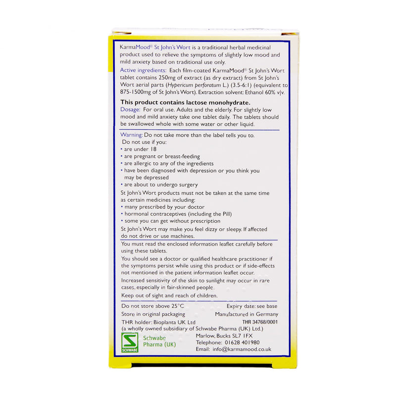 [Australia] - Schwabe Pharma - KarmaMood - St John's Wort Extract 250mg - Traditionally Used for Low Mood and Mild Anxiety - Traditional Herbal Medicinal Product - 30 Tablets 