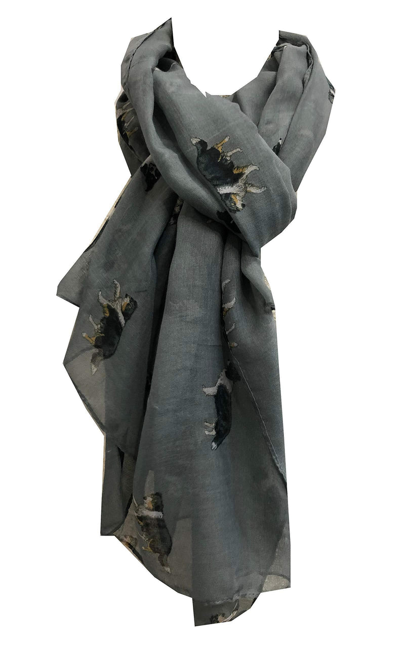 [Australia] - Pamper Yourself Now Border Collie Dog Long Scarf.(Design 2) Grey 