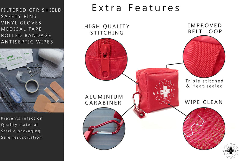 [Australia] - Guardsy Mini First Aid Kit | Compact Small Medical Emergency Survival Kit perfect for Car, Travel, Hiking, Camping, Outdoor, Cycling, Running, Home, Vehicle, Sports. With Digital First Aid Guide app 