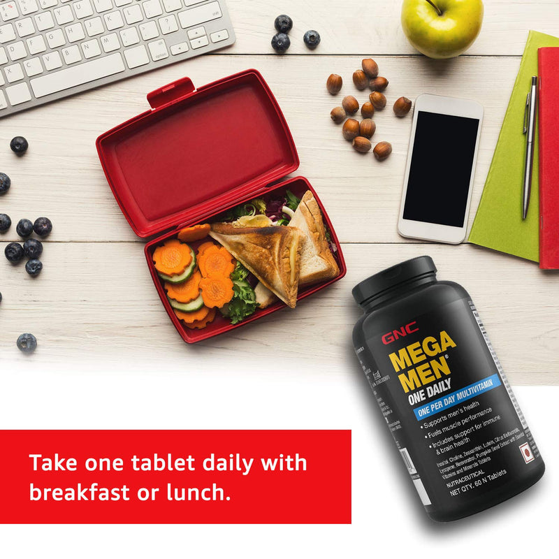 [Australia] - GNC Mega Men One Daily Multivitamin for Men, 60 Count, Take One A Day for 19 Vitamins and Minerals, Supports Muscle Performance, Energy, Metabolism, Brain, and Immune System 