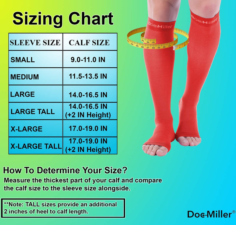 [Australia] - Doc Miller Open Toe Compression Socks 1 Pair 15-20 mmHg Firm Support Red Medium 