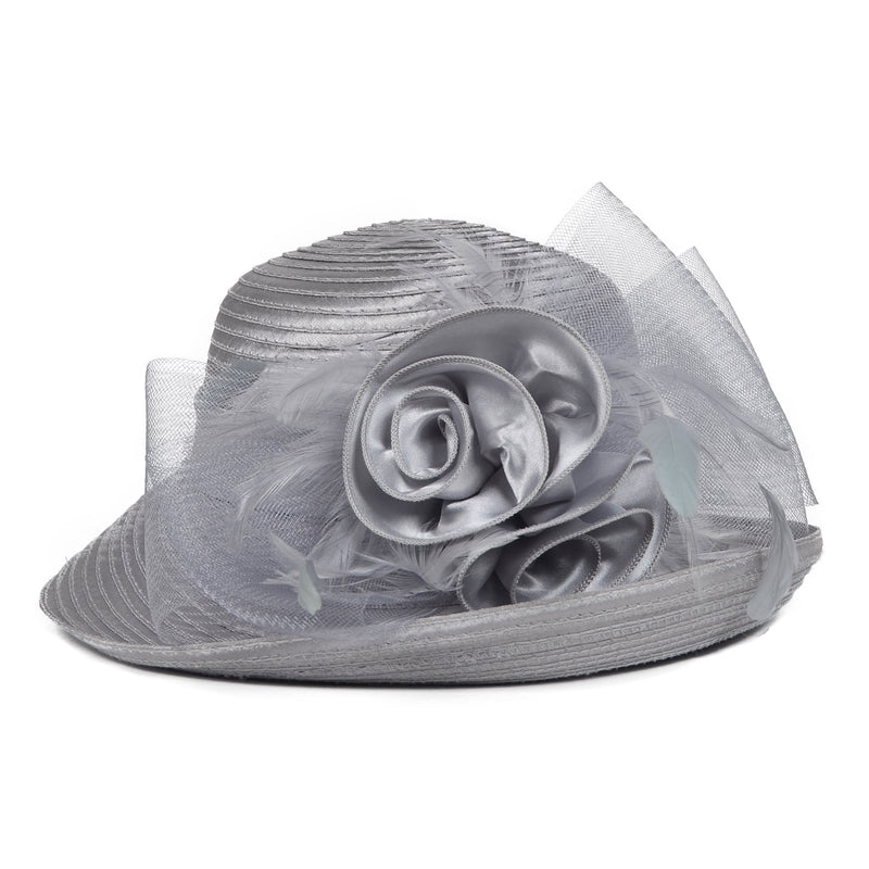 [Australia] - Janey&Rubbins Women Kentucky Derby Church Wedding Fascinators Cloche Bucket Bowler Hat Silver 