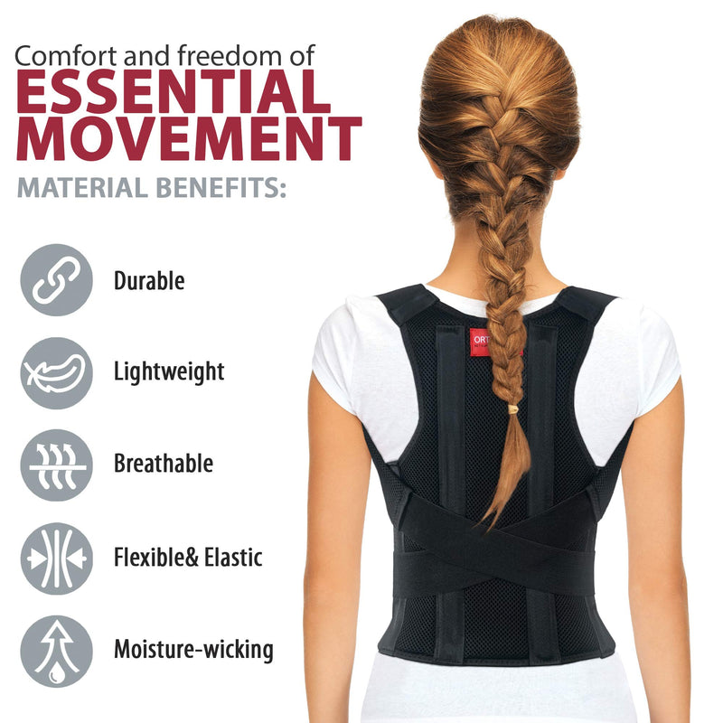 [Australia] - ORTONYX Comfort Posture Corrector Clavicle and Shoulder Support Back Brace, Fully Adjustable for Men and Women/656A-L Large, Waist/Belly 36" - 39½" Black 