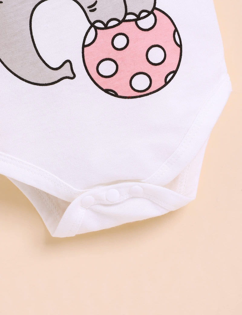 [Australia] - Newborn Infant Baby Girl Boy Clothes Short Sleeve Elephant Romper + Pants + Headband Hat 3Pcs Outfits Set Pink Newborn 