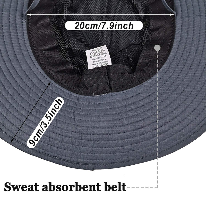 [Australia] - Sun Hat UV Protection Safari Hat Wide Brim Fishsing Hat with Adjustable Chin Strap for Men and Women Grey 