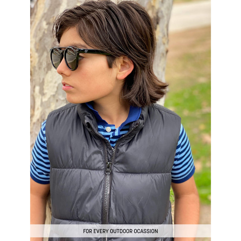[Australia] - JOEMLO Unbreakable Polarized UV Protection High-end Sunglasses for Kids 4-12 Free Water Bottle BPA Free Black 
