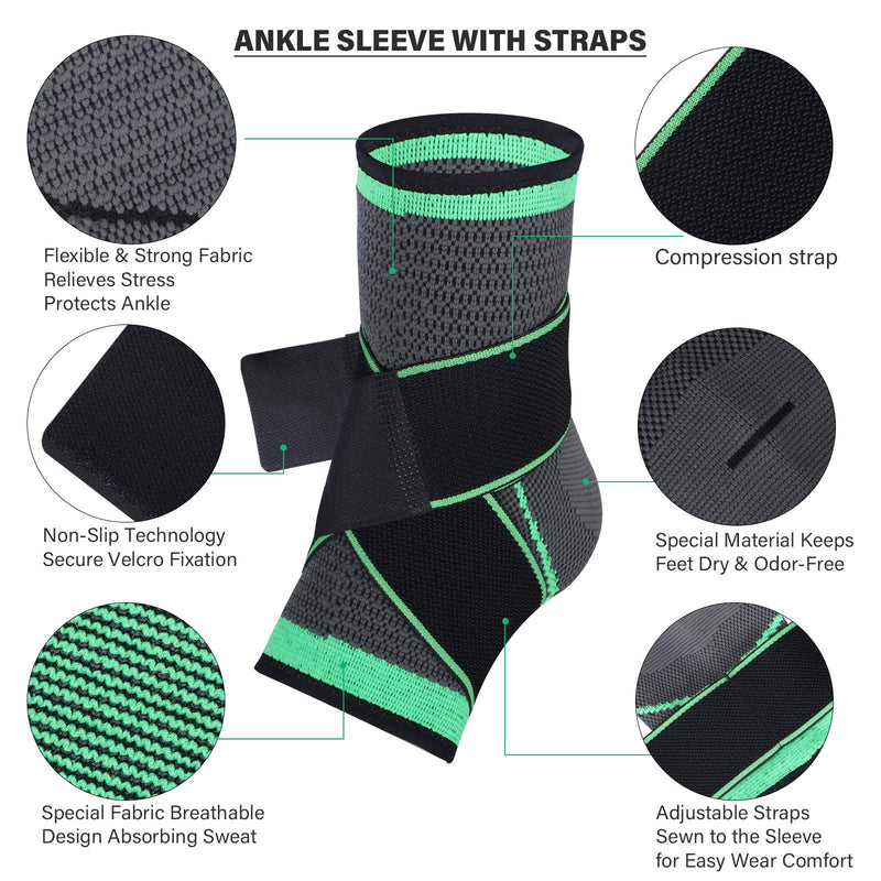 [Australia] - Ankle Support Brace, Adjustable Compression Ankle Support, for Men Women Achilles Tendon Support and Plantar Fasciitis, Stabilize Ligaments, Eases Pain Swelling and Sprained Ankle Pain (Medium) Medium 