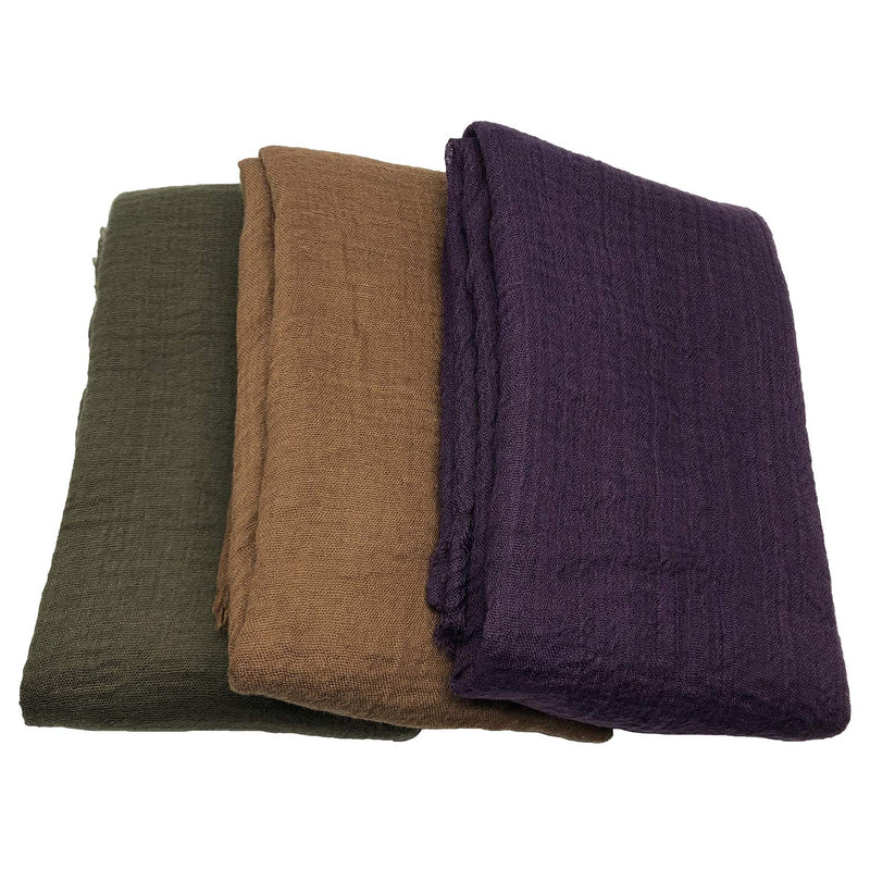 [Australia] - MANSHU 3 PCS Women Soft Scarf Shawl Long Scarf. Army Green, Dark Purple, Dark Brown 