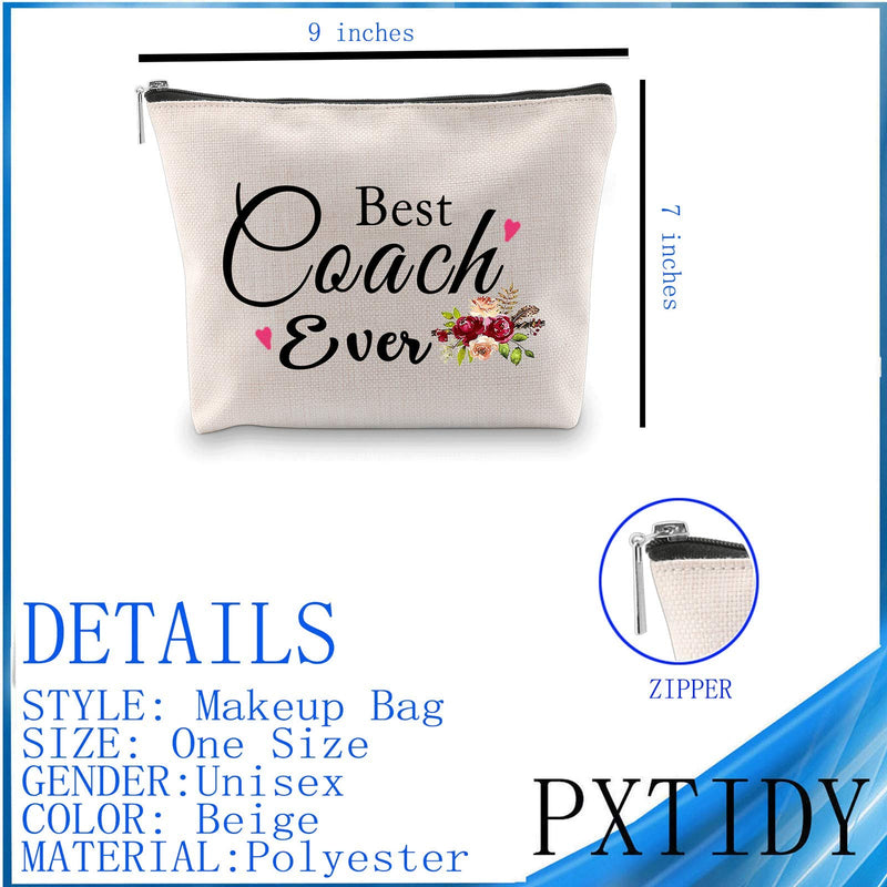 [Australia] - PXTIDY Coach Gifts Best Coach Ever Makeup Bag Female Coach Thank You Gifts Cosmetic Bag Thanks Birthday Graduation Gift for Coach Teacher (beige) beige 