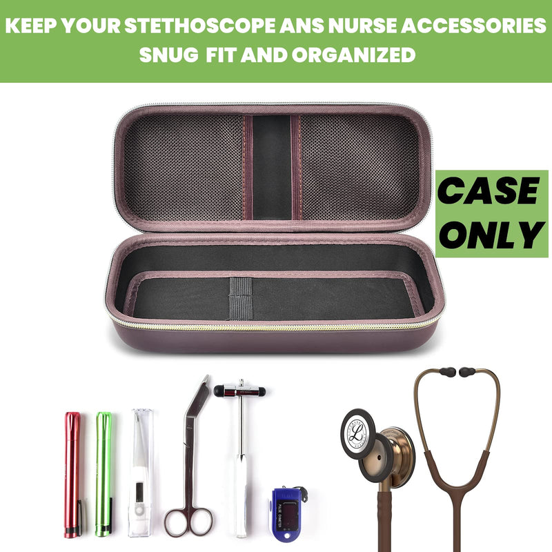 [Australia] - Stethoscope Case Compatible with 3M Littmann Classic III Monitoring/Lightweight II S.E/Cardiology IV Diagnostic/MDF Acoustica Stethoscopes, Extra Pocket for Doctor & Nurse Accessories (Chocolate) Chocolate 