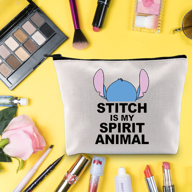 [Australia] - LEVLO Funny Stitch Cosmetic Make up Bag Lilo & Stitch Inspired Gift Stitch Is My Spirit Animal Makeup Zipper Pouch Bag Ohana Hawaiian Trip Gift (Stitch Spirit Animal) Stitch Spirit Animal 